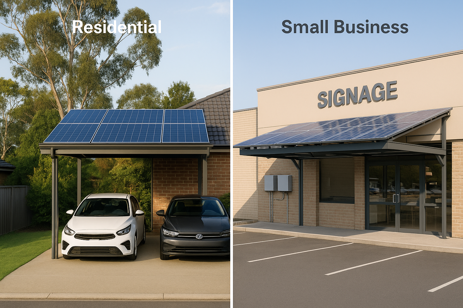 Residential and business solar carports Flow showing quote, accredited install, federal upfront discount, NSW VPP enrolment, incentive and ongoing credits.